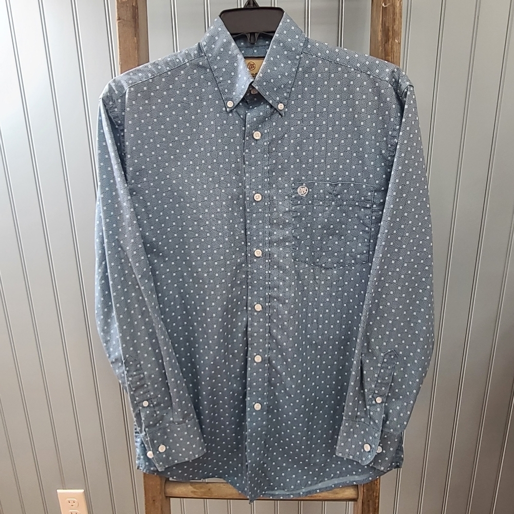 Wrangler Geometric Print Long Sleeve Button Down Shirt Size Small